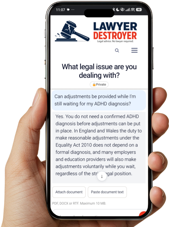 Legal question regarding reasonable adjustments before ADHD diagnosis